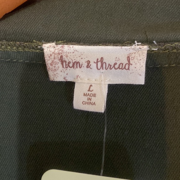 HEM & THREAD NWT jacket in olive green— hooded lightweight size L - Picture 2 of 5